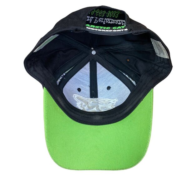 Arctic Cat Hat Cap Snapback Embroidered Logo Green Black - Picture 6 of 8
